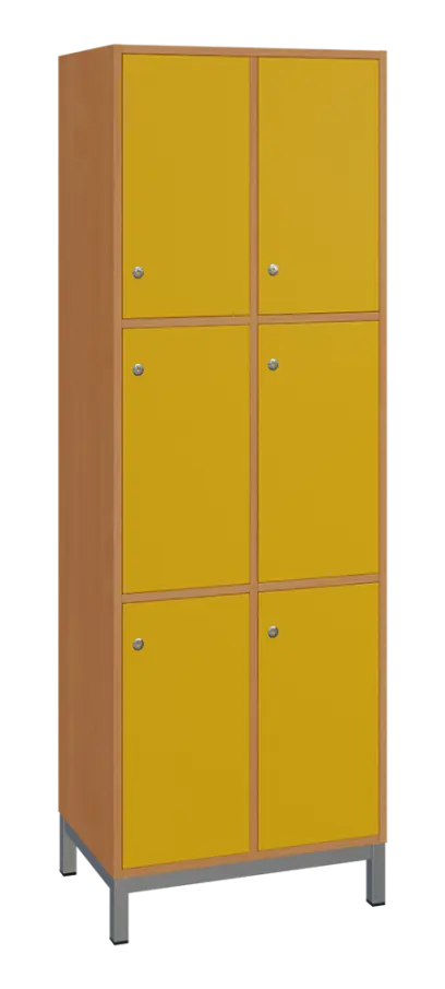 SBS-3322 šatní skříň 6-boxová, 1800x600x400 mm, kovové nohy, korpus buk royal, dvířka žlutá odio SBS-3322 šatní skříň 6-boxová, 1800x600x400 mm, kovové nohy, korpus buk royal, dvířka žlutá odio